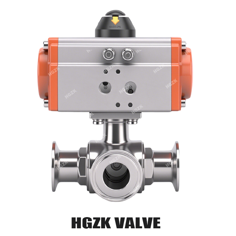 PQV-6PPG Sanitary Stainless Steel Pneumatic Three-Way Ball Valve