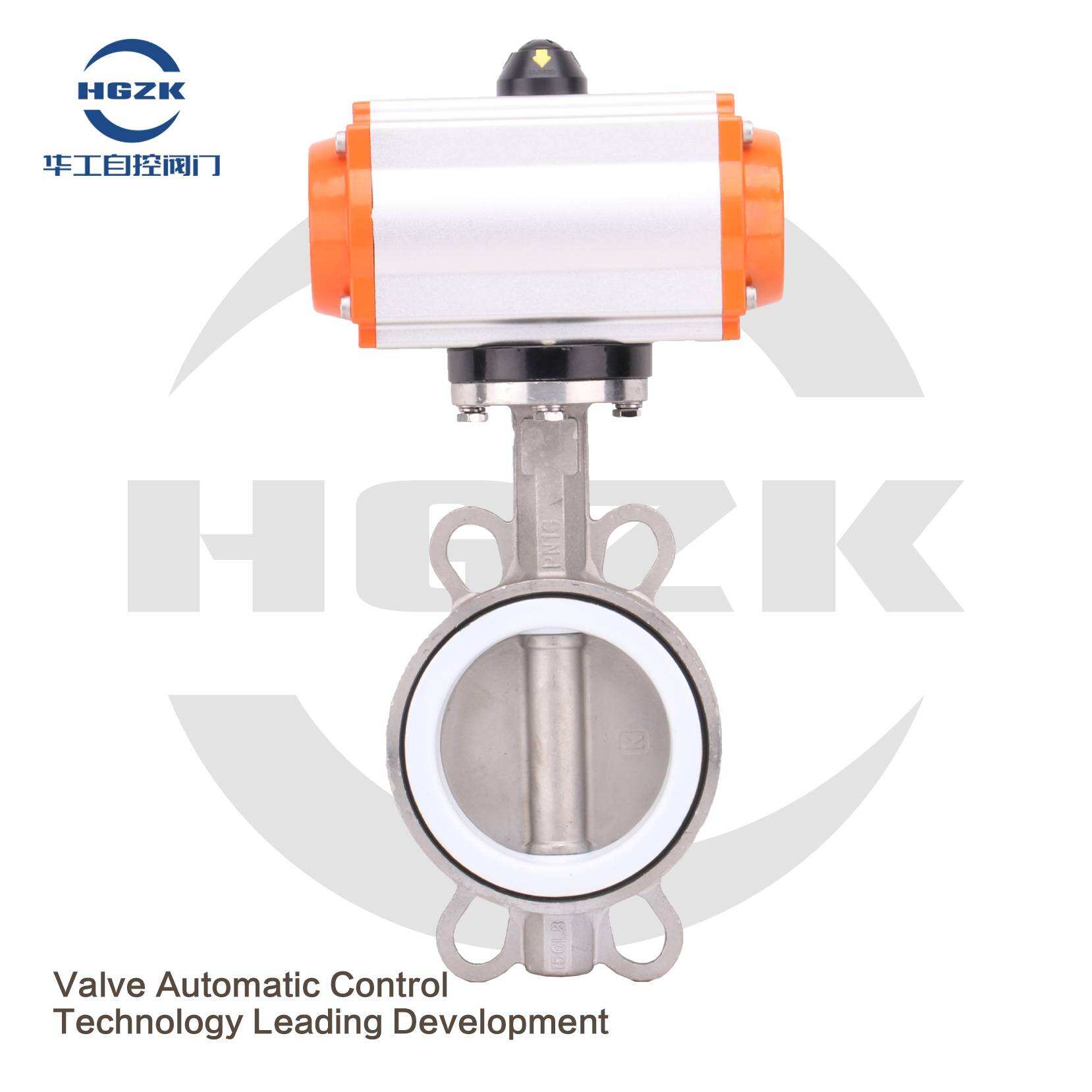 PDV-3PPF Pneumatic Wafer All Stainless Steel PTFE Butterfly Valve