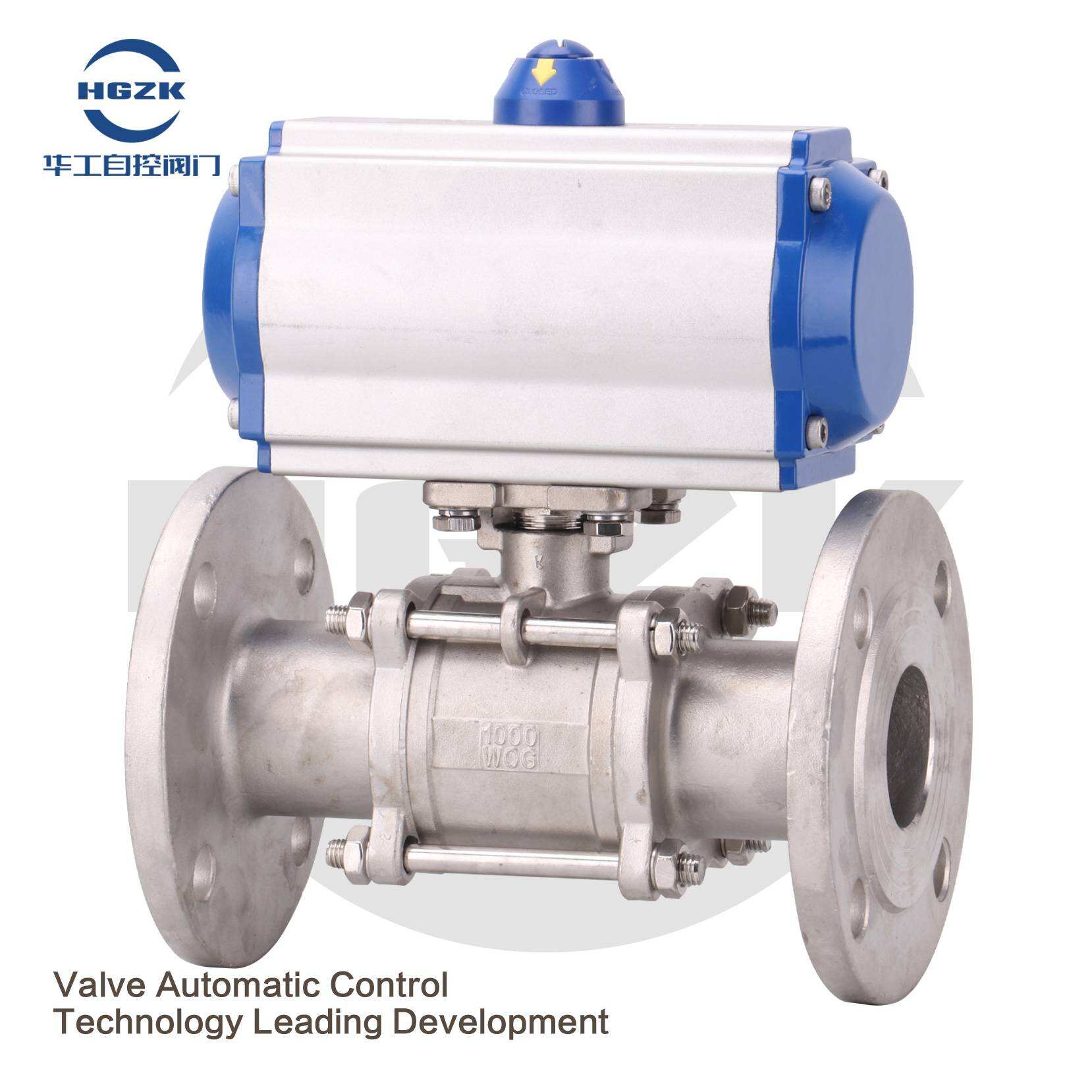 PQV-2PPX AT Pneumatic Stainless Steel Flange Three-piece Ball Valve
