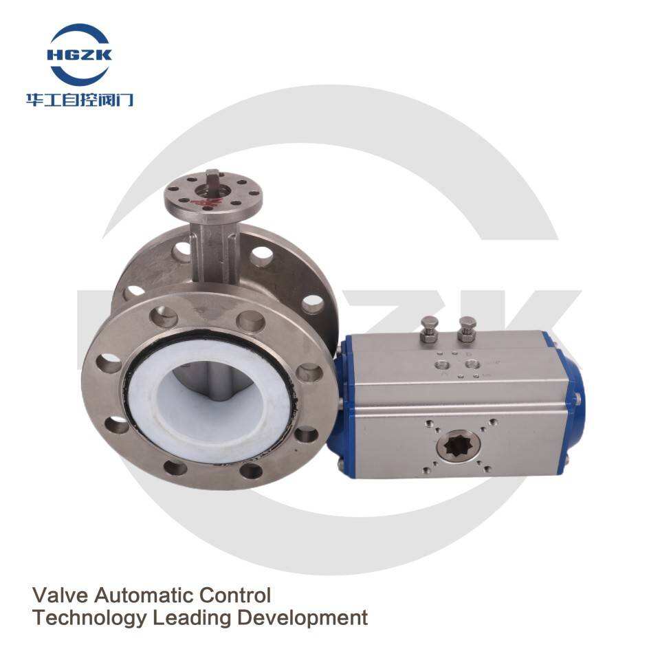 PDV-2PPF Pneumatic Stainless Steel PTFE Flange Butterfly Valve
